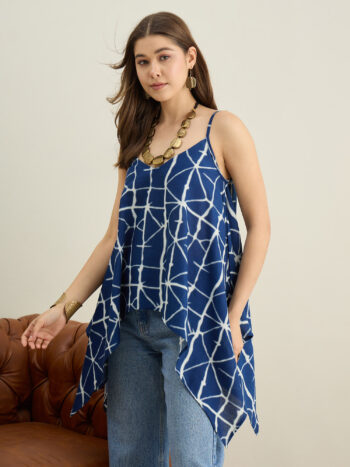 INDIGO IKKAT PRINT INDO-WESTERN TOP