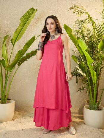 Inweave - PEACH BUTTON STRAPPY KURTA SET