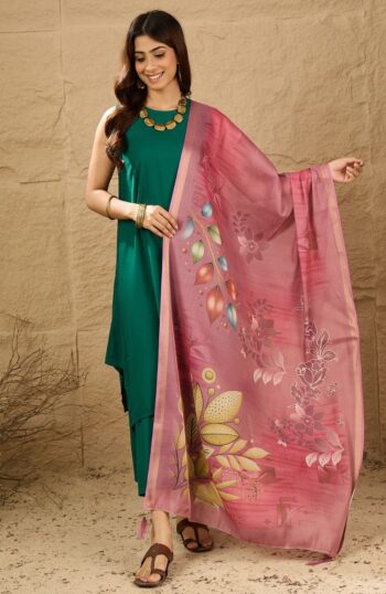 Dull Pink Golden Thread Dupatta